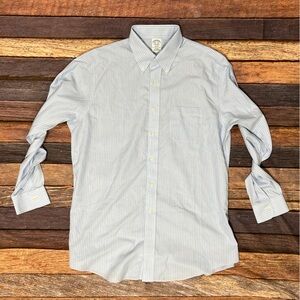 Brooks Brothers Regent Blue Striped Dress Shirt Interview Long Sleeve